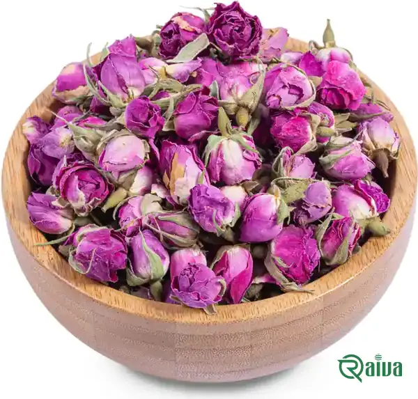 Freshly picked pink damask rose petals heaped at the harvest (view 6)