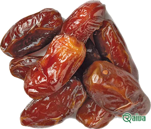 Soft amber-brown Kabkab dates in a wooden bowl (view 2)