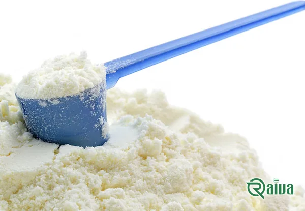 A green and white bulk bag of skimmed milk powder (view 2)