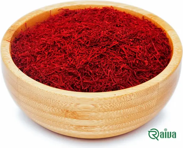 Deep red Persian saffron threads in a round dish (view 11)