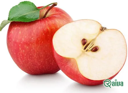 Red apples with one cut to show pale firm flesh (view 7)