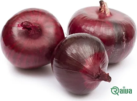 A red onion cut in half beside a whole one (view 18)