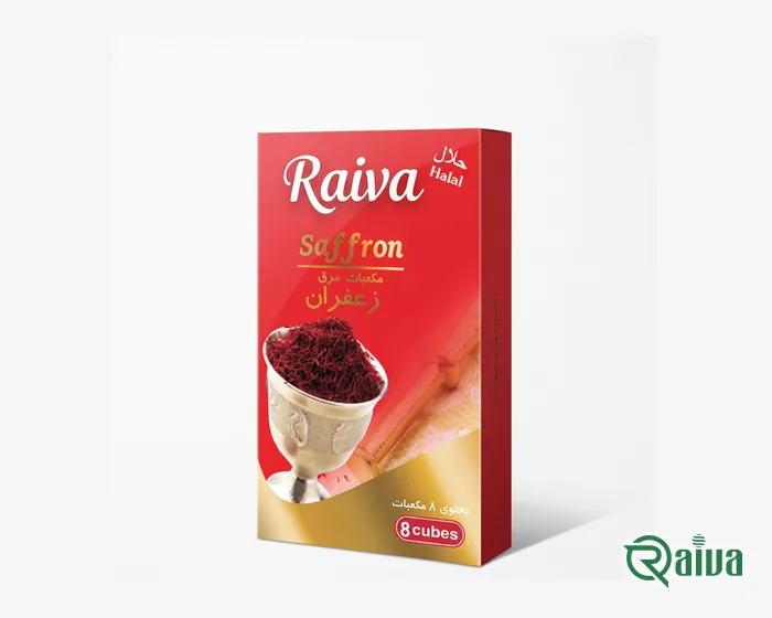 A red Raiva box of saffron bouillon cubes