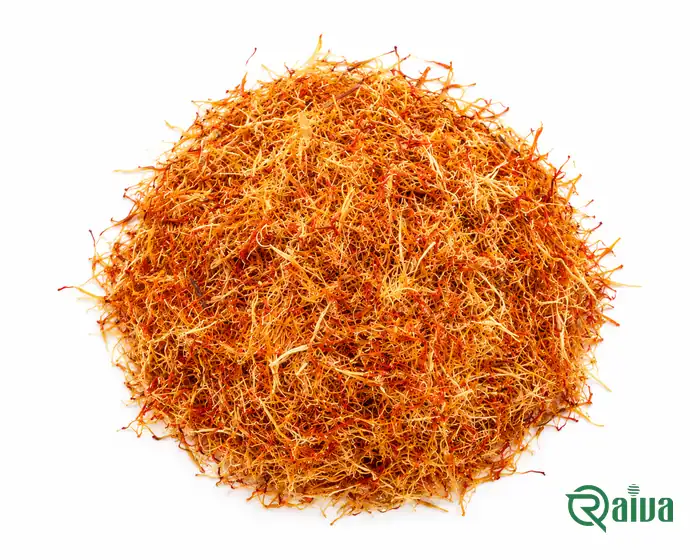 A heap of pale yellow and orange saffron styles