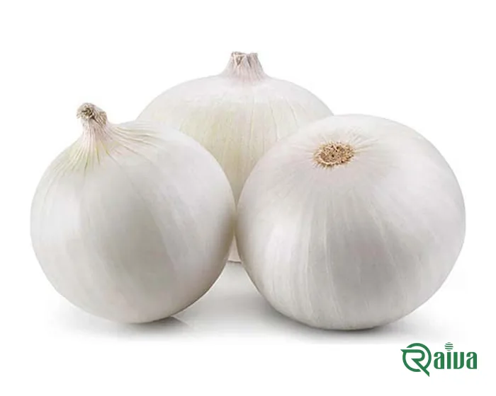 Firm white onions with papery skins